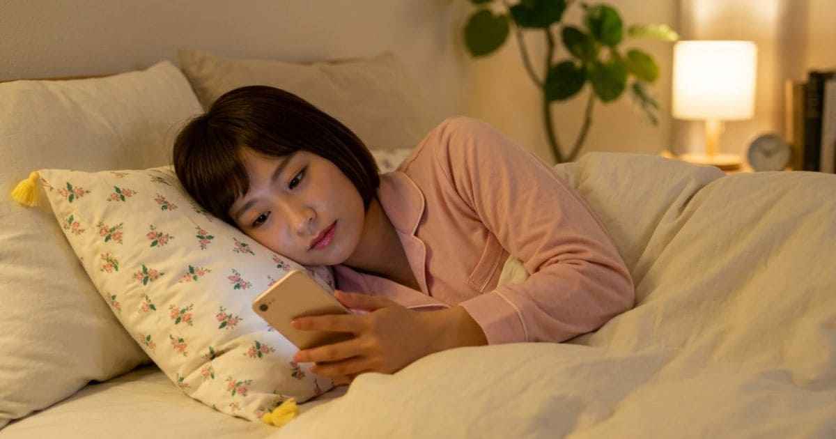 ドゥームスクロールする女性