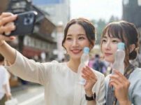 SNS用に自撮りする女性